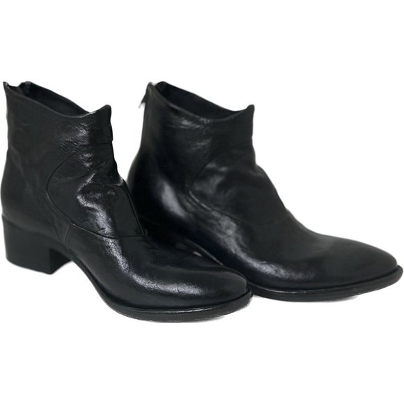 La Bottega di Lisa Black Leather Ankle Boots, back zip size EU 37 Made in Italy - Picture 6 of 8